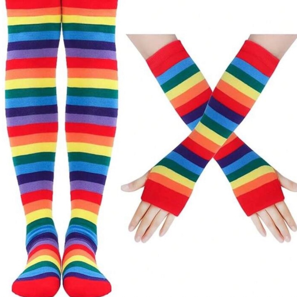 Rainbow Striped Socks and Arm Warmers Set